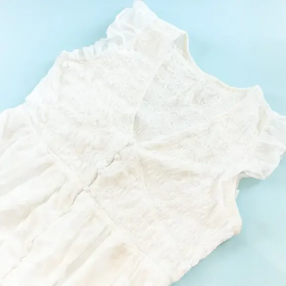 By Anthropologie Peregrine White Eyelet Midi Dress Size XLarge Petite XLP Bride - Picture 3 of 10